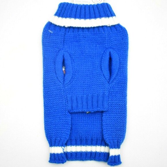Dog Knit Sweater Coat XS  Embroidered and Applique Santa Claus Blue and White Ne - Picture 3 of 5